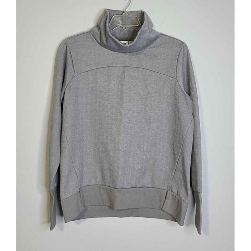 Avia Womens Athleisure Wear Herringbone Gray Cowl Neck Long Sleeve Pullover